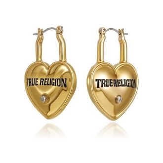 True Religion Heart Lock Hoop Earrings in Gold Tone at Nordstrom