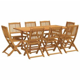 vidaXL Juego Comedor De Jard&iacute;n 9 Pzas Madera Maciza Acacia 180x90x75cm Vidaxl