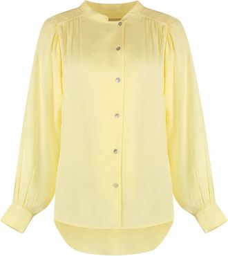 Yves Salomon Blouse van cr&ecirc;pe met afgeronde zoom - Dames - Overhemden - Geel - 2XS - Overhemden