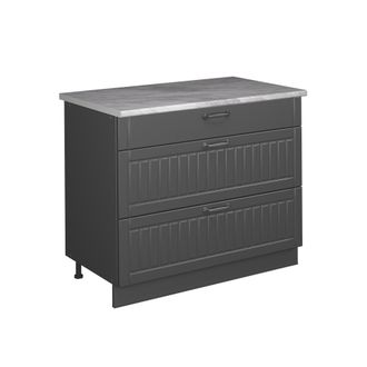 Vicco Mueble Bajo De Cocina Fame-line, Gris Oscuro/antracita, 100 Cm, Et M&aacute;rmol, Vicco