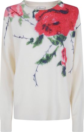 Blumarine Sweater Wool Cashmere Rose Print