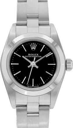 Rolex Pre-owned Rolex Oyster Perpetual 24 Automatic Chronometer Black Dial Ladies Watch 76080 BKSO