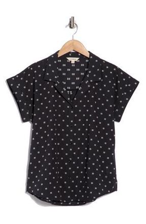 Lucky Brand Clip Dot Cotton Blend Camp Shirt in Black Clipdot at Nordstrom Rack, Size X-Large