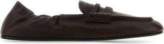 Miu Miu Dark Brown Logo Loafers
