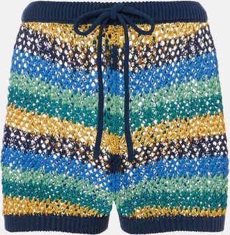 Etro Shorts in crochet di misto cotone a righe