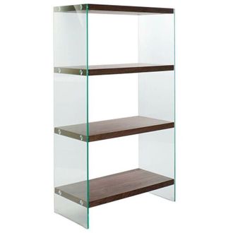 DKD Home Decor Scaffale DKD Home Decor Marrone scuro Cristallo Legno di noce Legno MDF 80 x 40 x 150 cm (1)