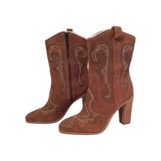 Donald J Pliner Womens Olivia Suede Boot In Saddle Oily Suede