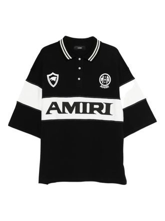 Amiri stripe-detail logo polo shirt - Nero