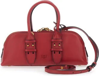 Pinko Womens Handbag Bowling Horizontal Red Leather Handbags Hand Bags