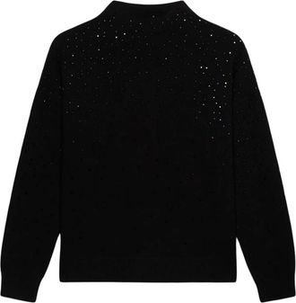 Oltre Truien & Vesten, Dames, Zwart, S, Polyester, Trui met col en applicaties