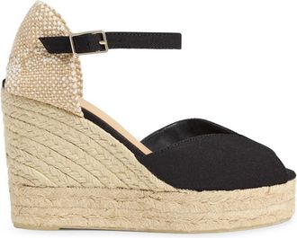 Castaner Bianca/8Ed/001 11 cm Wedges - Dames - Sleehakken - Zwart - 41 EU - Katoen - Schoenen