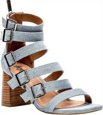 Corkys Footwear Womens Buckle Down Block Heeled Sandal In Denim