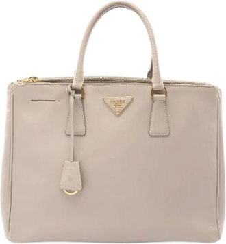 Prada Pre-owned Handbags, female, Beige, Size: ONE SIZE Pre-owned Saffiano LUX Tote Bag