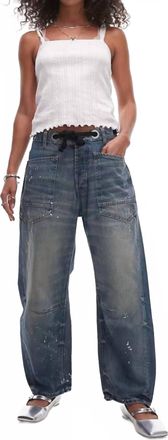 Free People Moxie Low Slung Distressed Jeans In Timeless Blue