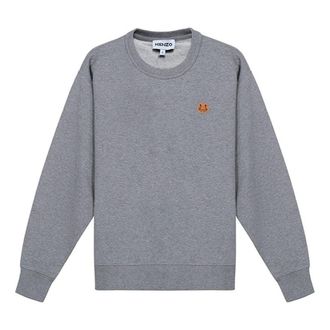 Kenzo (WMNS) KENZO SS21 Small Tiger Head Logo Embroidered Pattern Round Neck Long Sleeves Hoodie Gray FB52SW8204ML-95
