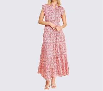 Pinch Design Floral Print Tiered Maxi Dress In Pink