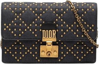 Dior Pre-owned Addict Wallet on Chain - Dames - Vintage Schoudertas - Blauw - ONE Size - Denim - Vintage