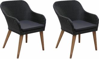 vidaXL Vidaxl - Sillas De Jard&iacute;n Con Cojines 2 Unidades Rat&aacute;n Sint&eacute;tico Negro