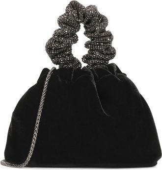 Kazar Zwarte stoffen handtas met versierd handvat - Dames - Handtassen - Zwart - ONE Size - Tassen
