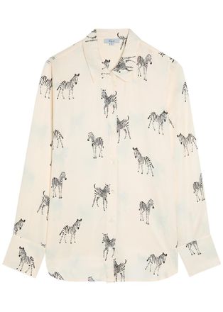 Rails Saige Printed Satin-twill Shirt - White - XL (UK16 / XL)