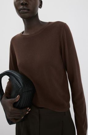 Mango Crewneck Sweater in Chocolate at Nordstrom, Size X-Small