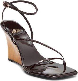 Jeffrey Campbell Topsail Ankle Strap Wedge Sandal in Coffee Patent at Nordstrom, Size 6.5