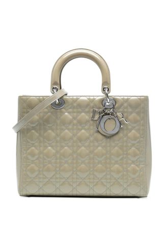 Dior Borsa a tracolla Lady Dior grande con motivo Cannage e finitura lucida 2015 - Marrone