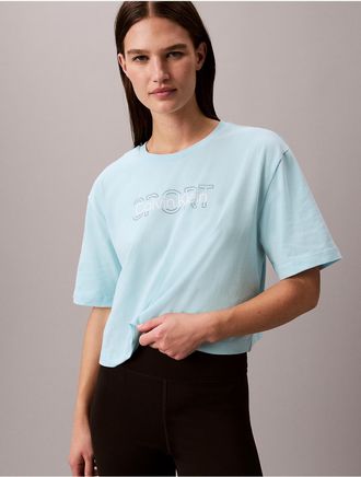 Calvin Klein Calvin Klein Womens Commuter Boxy Cropped T-Shirt - Turquoise/Aqua - XL