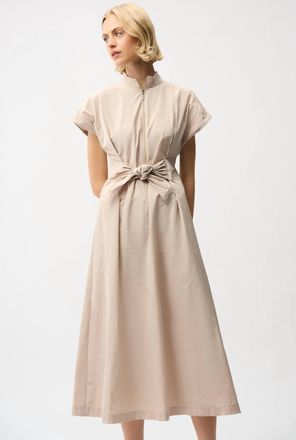 Joseph Ribkoff High-Neck Midi Wrap Dress In Parchment
