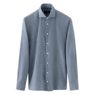 Eton Slim Fit Micro Dogtooth Flannel Shirt - male - Eton - Casual Shirts - Blue - 3XL - Shirts