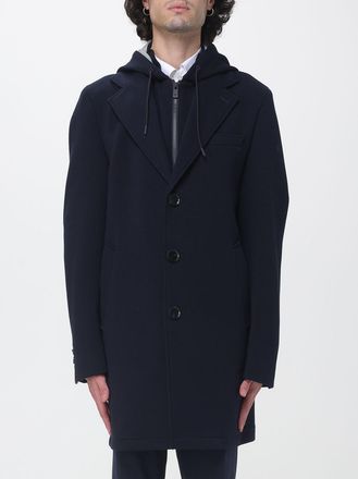 Manuel Ritz Cappotto monopetto in misto cotone con cappuccio e rever