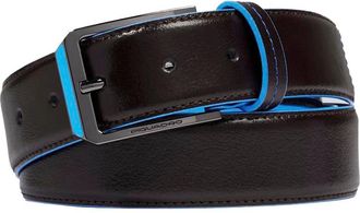 Piquadro Cintur&oacute;n de Cuero Cuadrado Azul - Accessories - Hombre - Marr&oacute;n - ONE SIZE