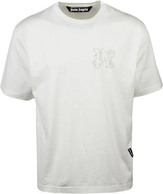 Palm Angels Minimalist White Crew Neck T-Shirt With Subtle Logo Detail