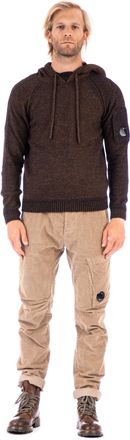 C.P. Company Textured Knit Pullover Hoodie with Logo Patch