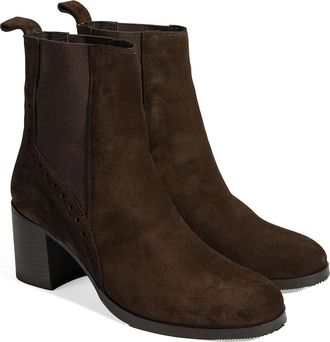 Desa Woman Ankle Boots - Genuine Suede Leather, Block Heel, Elastic Slip-On, Breathable | Brown - 39
