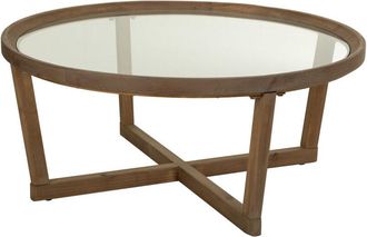 Wanderlust Deco Wanderlust Deco - Mesa De Centro De Madera Y Cristal Marron D100x43,5