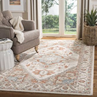 Safavieh Micro-Loop Hand Made Area rug, Ivory / Rust Traditional Style Non-Shedding