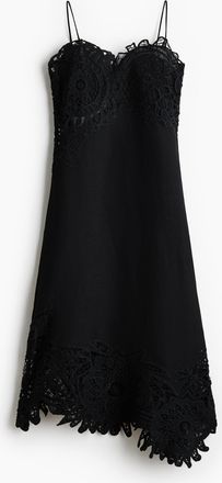 H&M Kleid aus Leinengemisch mit Spitze - Schwarz