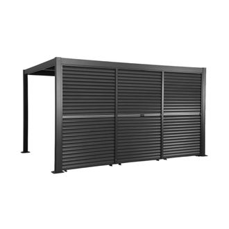 Sweeek P&eacute;rgola bioclim&aacute;tica de aluminio y acero 3x4m + 3 persianas de 1 3m