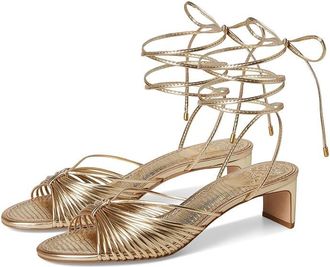 Vince Camuto Lory Ankle Wrap Kitten Heel Sandals Womens Sandals Egyptian Gold : 6.5 M, Synthetic