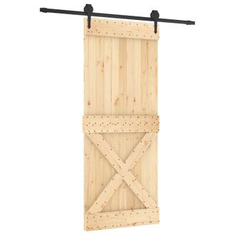 vidaXL Puerta Corredera Natural Y Negro 85 X 210 Cm Vidaxl