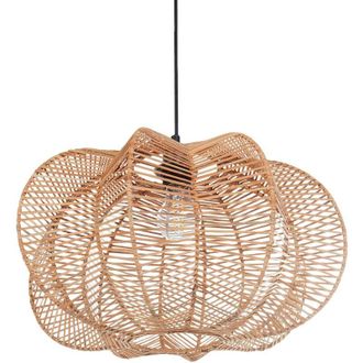 Beliani Lampada a sospensione con paralume in rattan naturale e base in ferro in stile boho Kibi