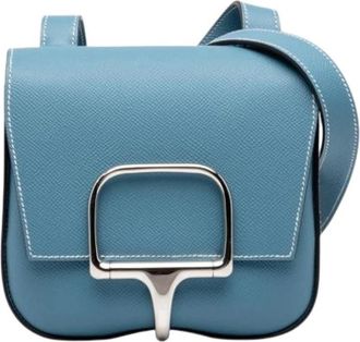 Herm&egrave;s Pre-owned Della Cavalleria Schoudertas - Dames - Vintage Schoudertas - Blauw - ONE Size - Leer - Vintage