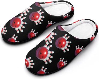 Generic Bowling Pins Cotton Slippers for Women Indoor Outdoor Slipper Slip-On Memory Foam Home Shoes