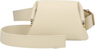 Osoi Structured Crossbody Bag in Light Beige Leather with Adjustable Strap
