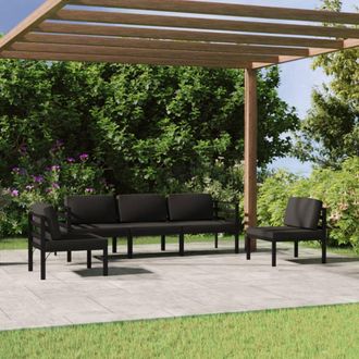 vidaXL Set Muebles De Jard&iacute;n 5 Pzas Y Cojines Aluminio Gris Antracita Vidaxl