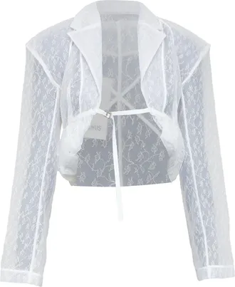Jacquemus Bridal Le Chouchou 2023 Runway Dentelle white tulle jacket FR34 XS