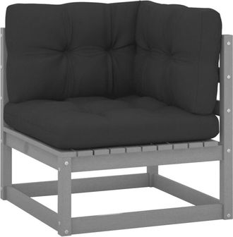 vidaXL Sof&aacute; De Esquina De Jard&iacute;n Cojines Gris Antracita Madera Pino Vidaxl