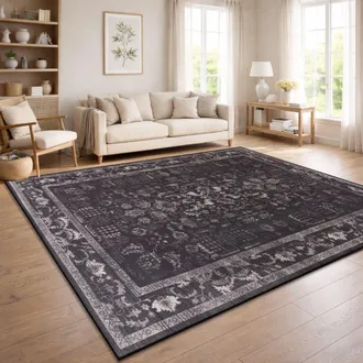 Paco Home Paco Home Tappeto Vintage Boho Moderno Soggiorno Pelo Corto Lavabile Antracite 160x220 Cm