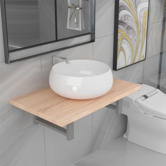vidaXL Conjunto De Muebles De Ba&ntilde;o 2 Piezas Cer&aacute;mica Roble Vidaxl